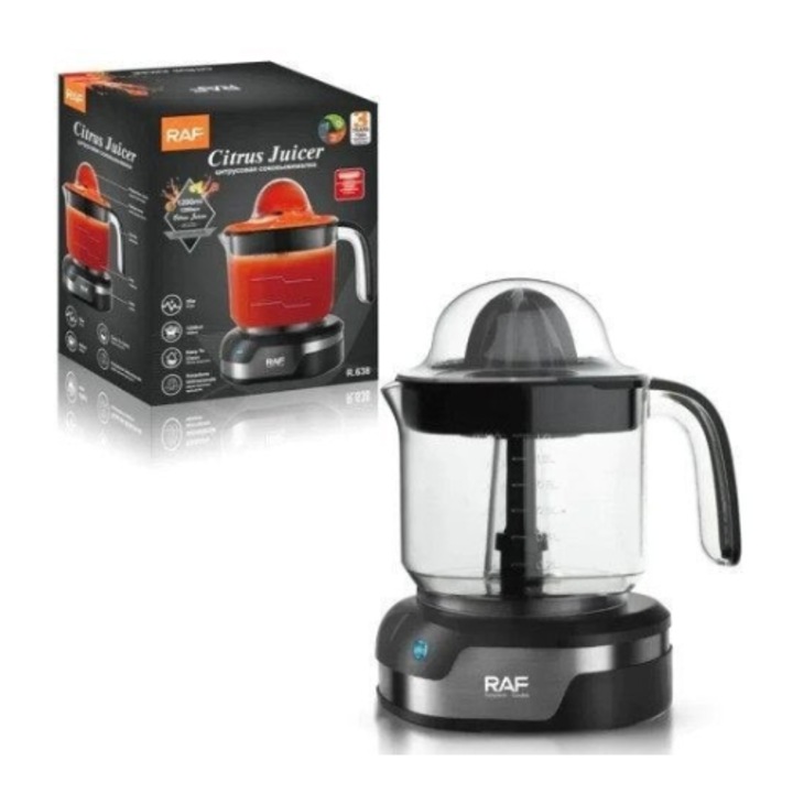 Цитрусова сокоизстисквачка RAF 1.2L стъклена, 25W, двупосочно изстискване, лесна за почистване, за плодове и зеленчуци