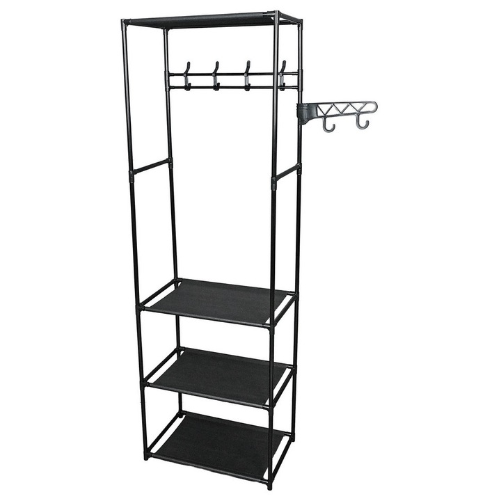 Suport haine, raft fier negru 54 x 35 x 170 cm