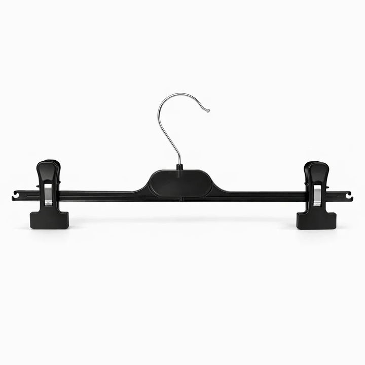 Umeras cu clips 36 cm, antialunecare, pentru pantaloni, fuste sau rochii, organizare eficienta, Pexor negru