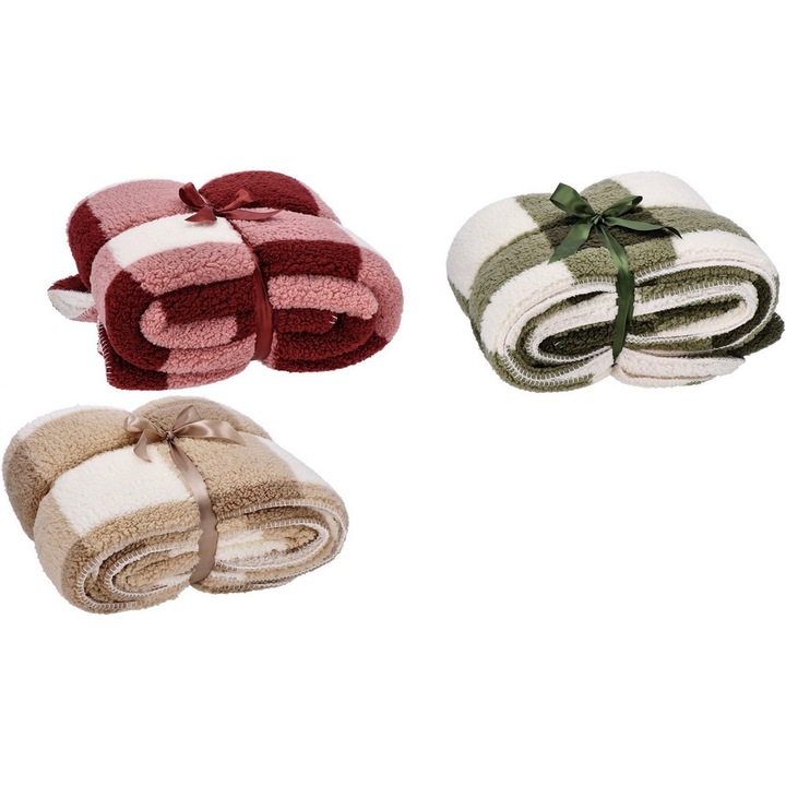 Set 3 paturi textil multicolor Decorer 200x220cm, cu funda decorativă, stil modern