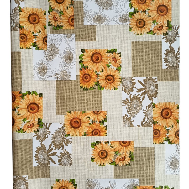 Fata de masa impermeabila 200×140 cm, model rustic premium cu floarea-soarelui, anti pete, usor de curatat, pentru bucatarie, interior si exterior