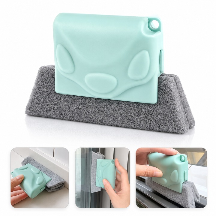 Stergator Geamuri Macvi® 2 in 1pentru Ferestre Oglinzi Sine Termopan Spatii Inguste Curatare Rapida fara Urme, 13,5x8 x6 cm, Turcoaz