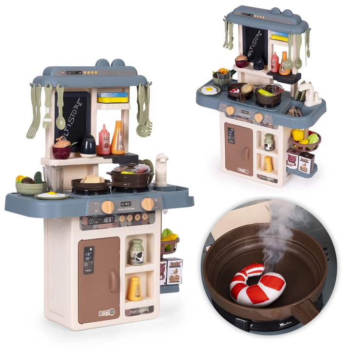 Bucatarie pentru copii, MULTISTORE, set 55 elemente, efecte sonore si luminoase, generator de aburi, 50x36x15cm