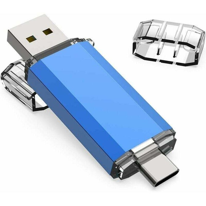 USB памет 64GB, 2-в-1, USB Type-C и USB 3.0, скорост на четене 90MB/s, многоцветна