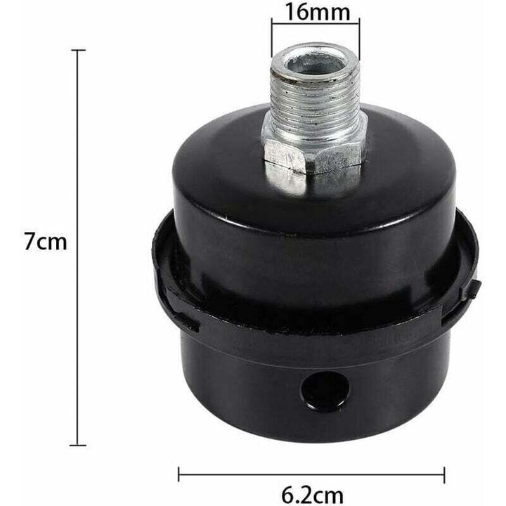2 db csendes szűrő készlet légkompresszorhoz, 3/8" (16 mm), fém, zajcsökkentés