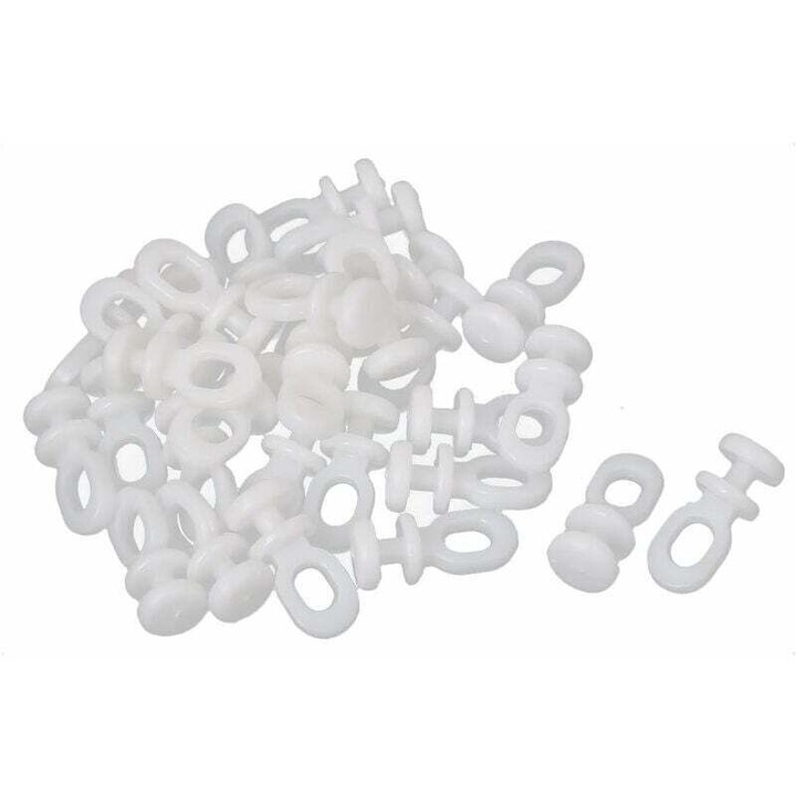 Set 30 glisiere pentru sine de perdea, plastic, alb, 22mm x 10mm