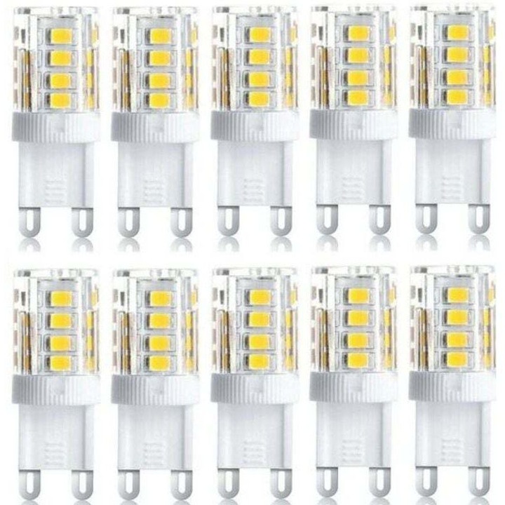 10 db G9 LED izzó készlet, 5W, meleg fehér, 30.000 óra élettartam, átlátszó műanyag