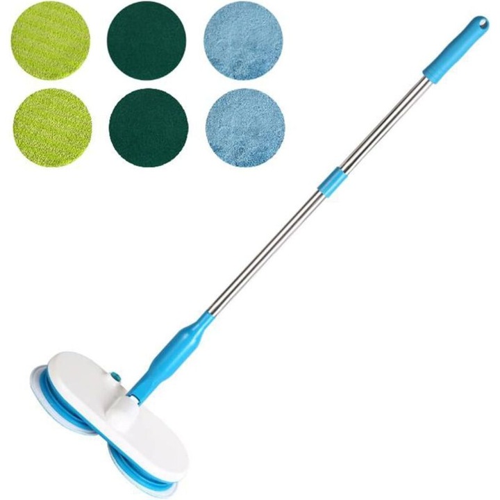 Mop electric fara fir, 150 RPM, 115x22x18cm, alb, 6 lavete reutilizabile