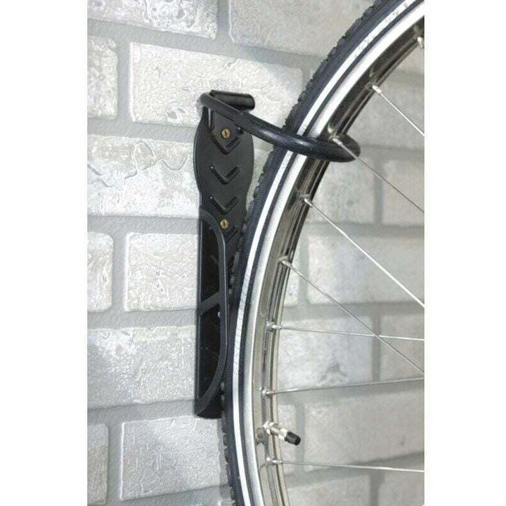 Suport depozitare bicicleta montat pe perete, metal negru, 25.6x10.5x14cm, capacitate 30kg