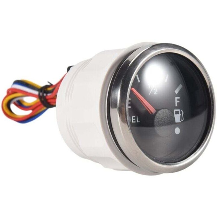Üzemanyagszint-jelző 52mm, fekete, rozsdamentes acél, vízálló, riasztással