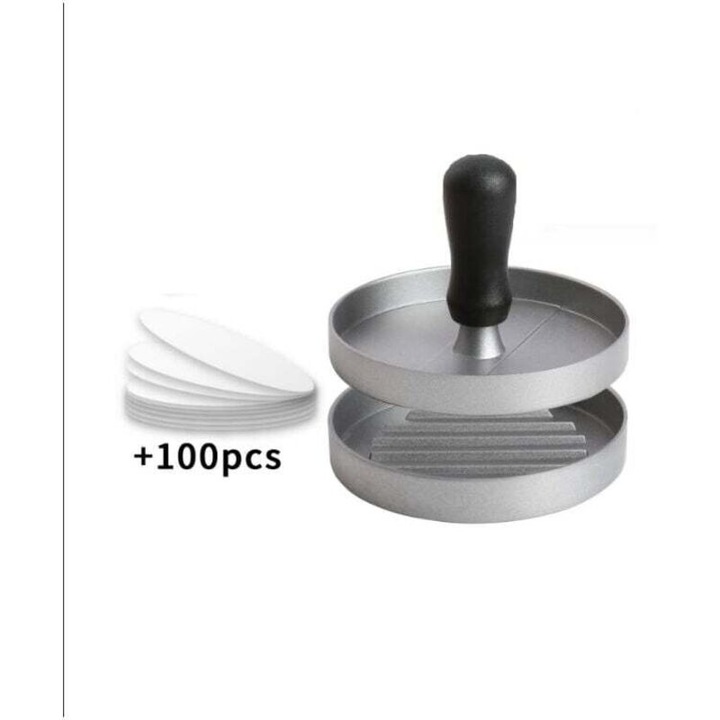 Presa pentru hamburgeri, aluminiu, cu strat antiaderent, 100 de foi de hartie, ustensile de bucatarie