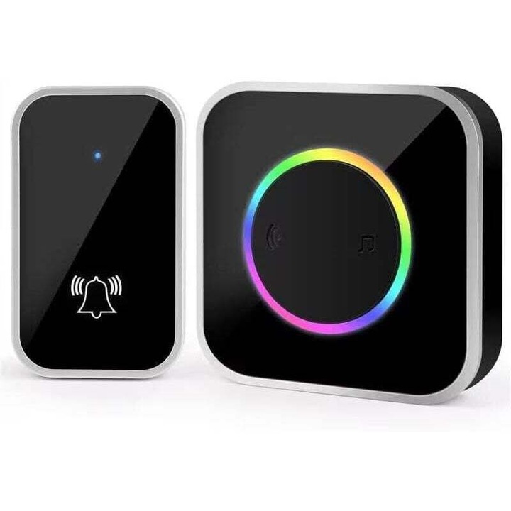 Sonerie wireless, 45 melodii, 4 niveluri de volum, IP44, raza de actiune 200m interior, 400m exterior, cu iluminare LED colorata