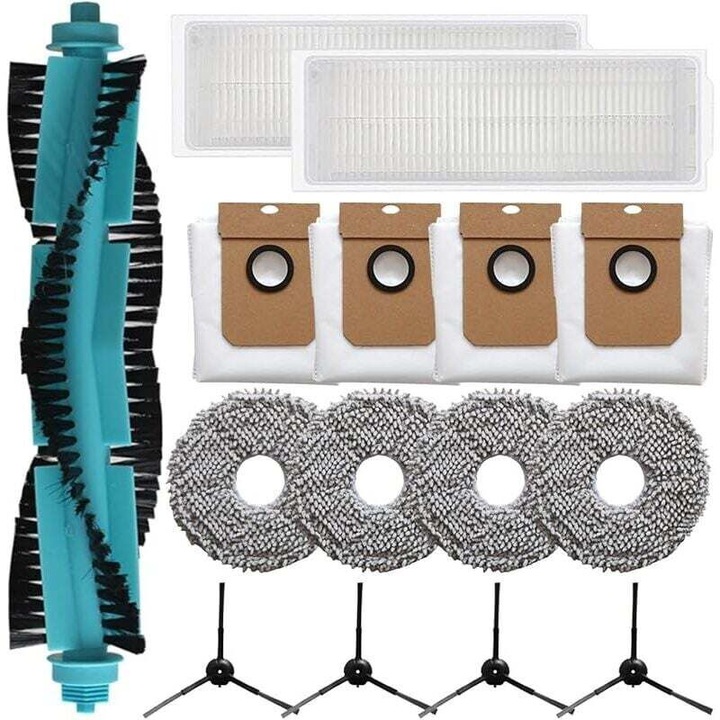 Set de 15 piese de schimb pentru aspirator robot Cecotec Conga 13090 Revol Home, perie principala, perie laterala, filtru, carpa de curatare, saci de praf