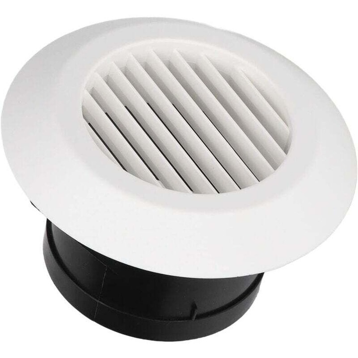 Grilaj de ventilatie 75mm cu plasa de tantari, ABS, design rotund, montare pe perete sau tavan