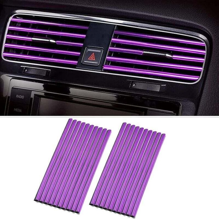 Set 20 Accesorii Interioare Auto PVC 19cm pentru Ventilatie Dreapta, Violet