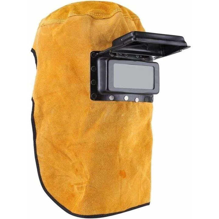 Masca de protectie pentru sudura, piele, cu vizor rabatabil, rezistenta la caldura, 32.5cm x 60cm