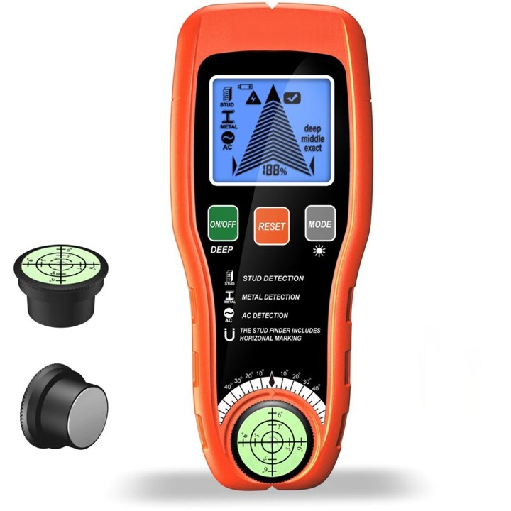 Detector de perete 3 in 1, afisaj digital, detectare metal si cabluri electrice, multicolor