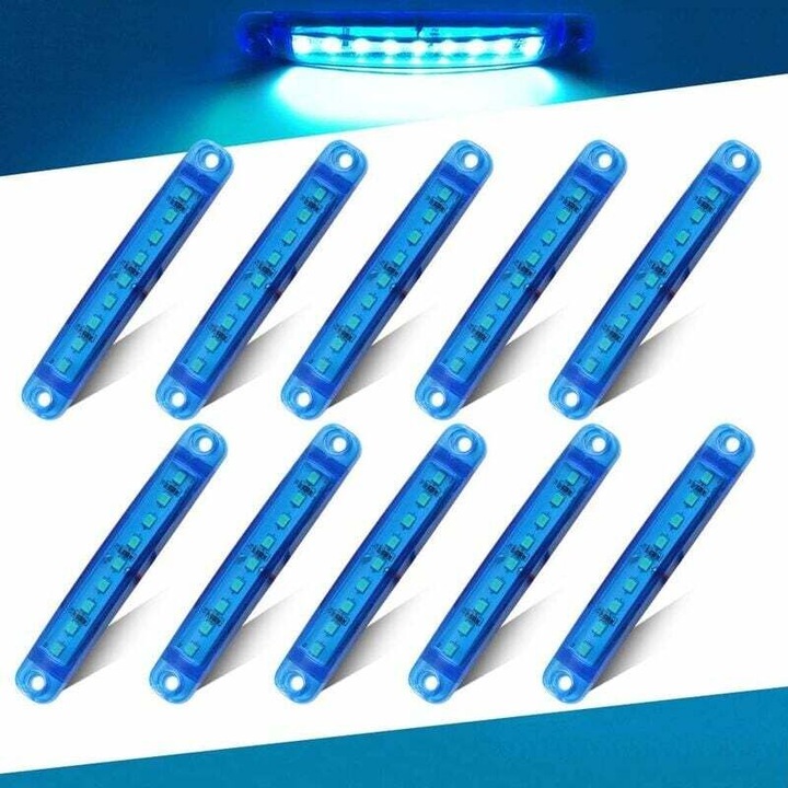Set 10 Lampi Marker LED Albastre, 9 LED-uri, 100.2x14.9x10.1mm, Rezistente la Apa IP67