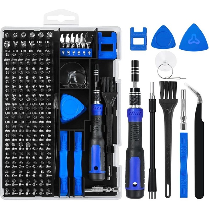 Set de surubelnite 160-in-1, unelte de reparare profesionale, accesorii pentru electronice, dimensiuni variate