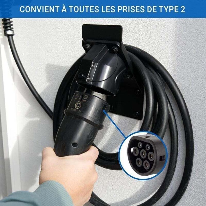 Suport compact pentru cablu de incarcare Tip 2, accesorii pentru vehicule electrice, rezistent la apa, utilizare interioara si exterioara