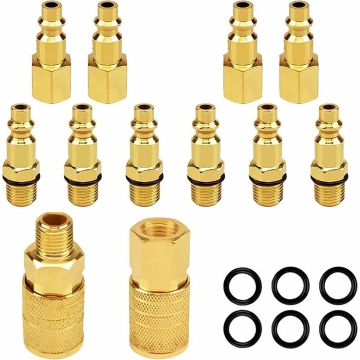 Légcsatlakozó készlet 1/4" NPT, 12 darabos, univerzális kompatibilitás, 1/4" méret