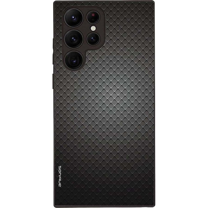 Husa telefon Sonique Carbon Series pentru Samsung Galaxy S22 Ultra, silicon, antisoc, negru
