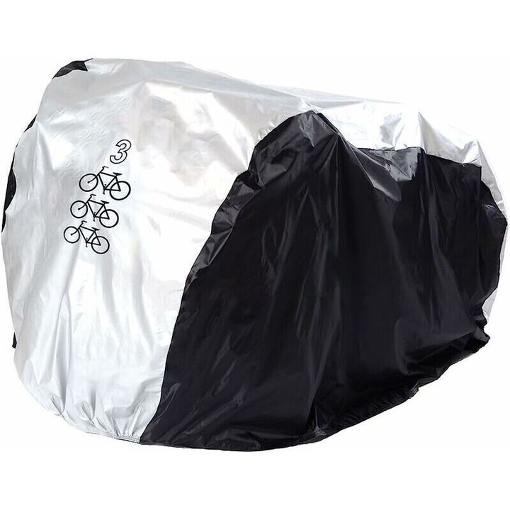 Husa de protectie pentru bicicleta, impermeabila, 200x105x110cm, argintie/neagra