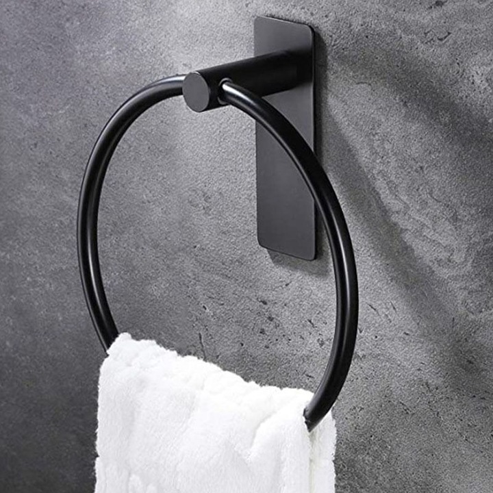 Inel prosop negru, otel inoxidabil, autoadeziv, 17x15.7x4.5cm