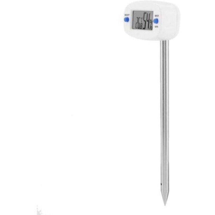 Termometru si higrometru digital pentru sol, cu sonda, ecran LCD, 44x30x30mm, -10~50°C