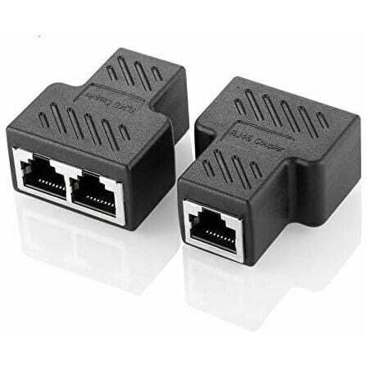 Conector RJ45 Splitter, 2 bucati, Cat5/Cat5e/Cat6/Cat7, aurit, rezistent la foc