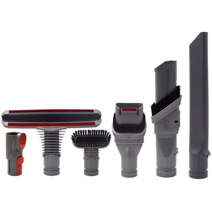 Set de 6 accesorii pentru aspirator, perie de praf, perie pentru saltea, perie pentru colturi, adaptor V8