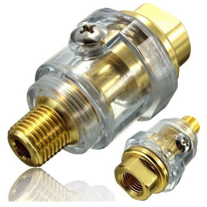 Lubrificator pneumatic mini, set 2 buc, 1/4", aluminiu, aurie