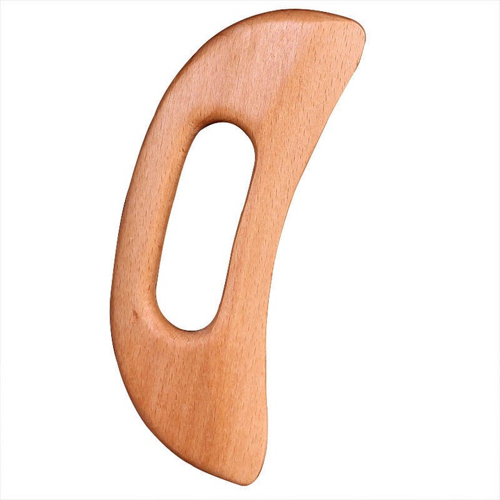 Placa de masaj Gua Sha din lemn, instrument de masaj pentru slabire, 8x19cm, culoare lemn natural