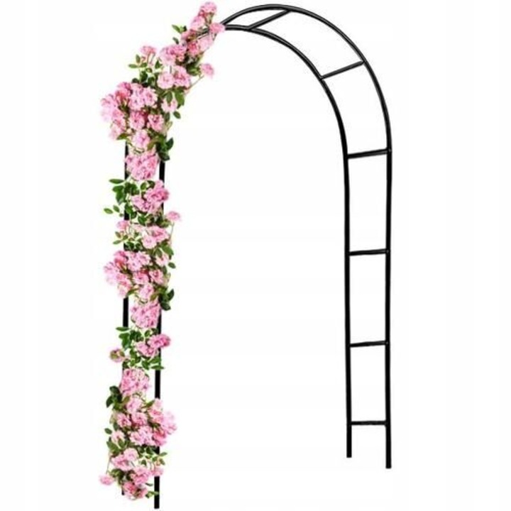 Kerti pergola ívtartó rózsákhoz virágokhoz borostyán kúszónövényekhez fém 240x140cm rózsafuttató kerti kapu, IK