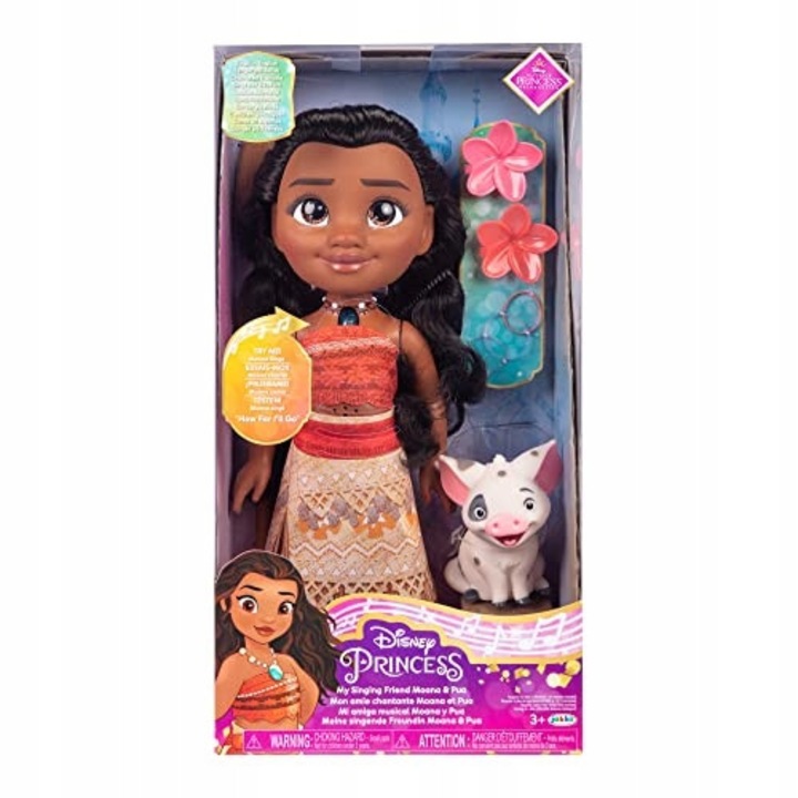 Papusa interactiva Disney Moana 35 cm, cu accesorii, ochi Royal Reflection, multicolor