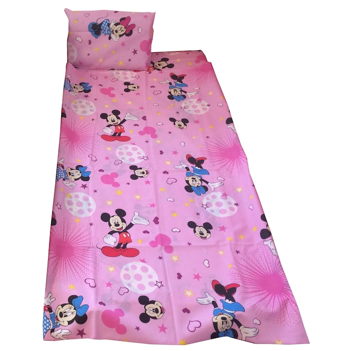 Set lenjerie copii 3 piese, model Minnie, potrivita pentru pat de 140x70 cm sau 160x80 cm