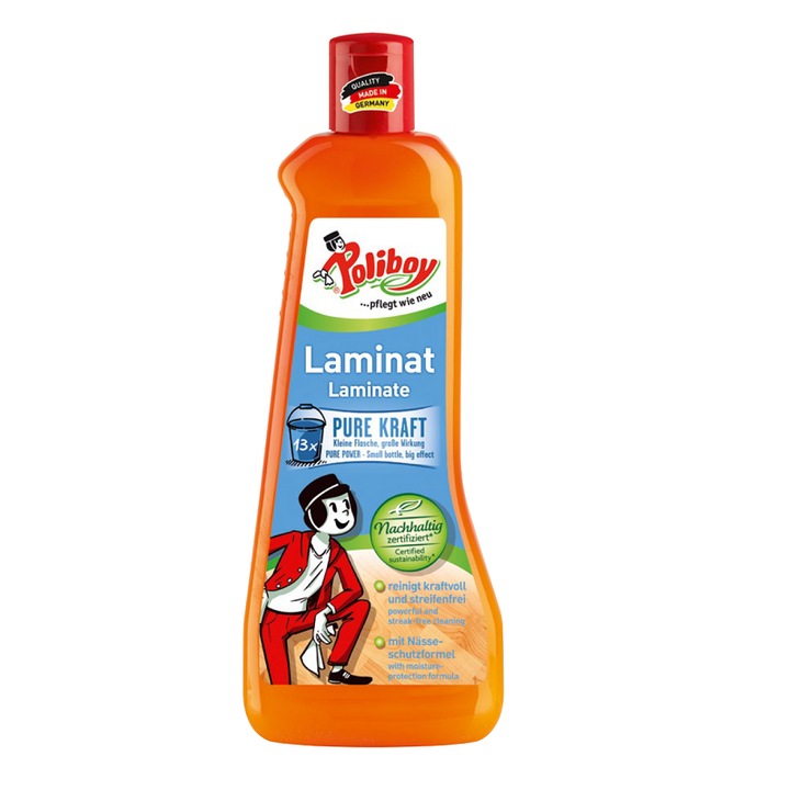 Pachet 6 x Concentrat de curatare, Poliboy, Pentru suprafete laminate si sigilate din pluta si linoleum, 500 ml