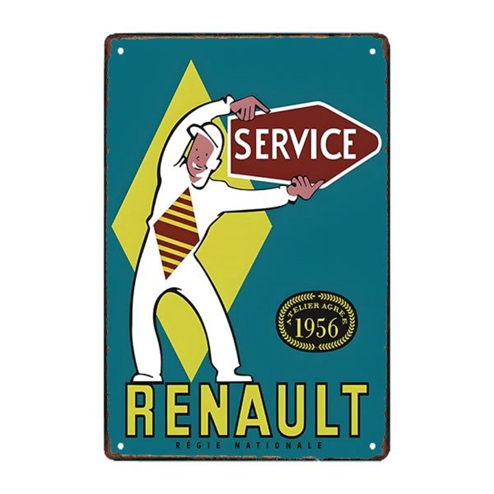 JPT Renault Service vintage dekoratív fém tábla A4, 30x20cm, retro design