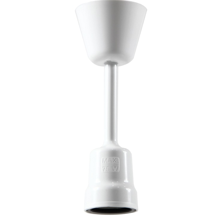 Suspensie, 1 x E27, alb, clasic, material plastic + portelan, IP 20, maxim 75 W, 20 cm inaltime