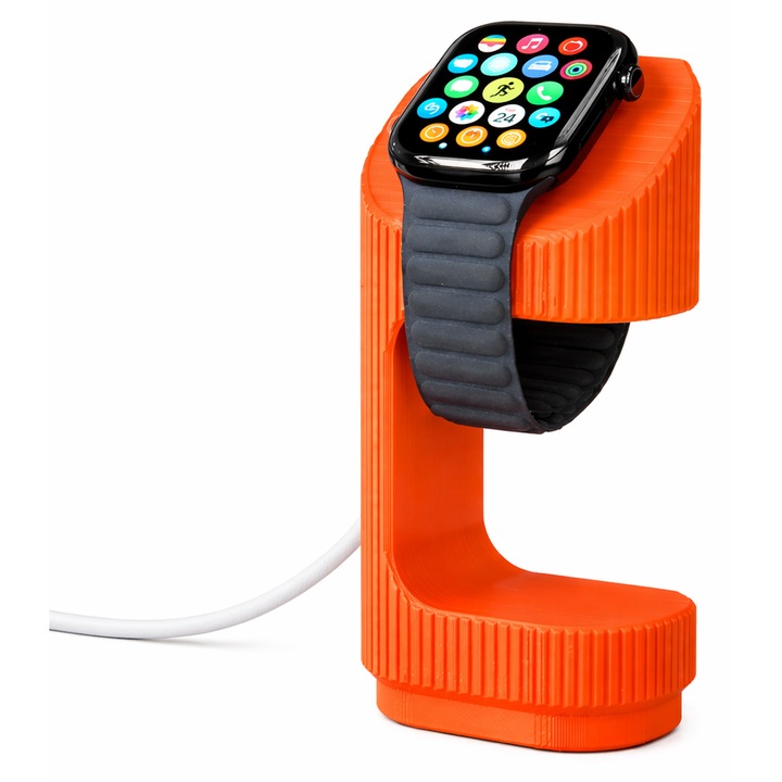 Suport incarcare pentru Apple Watch din plastic, organizator pentru birou, portocaliu, 13x6x4cm