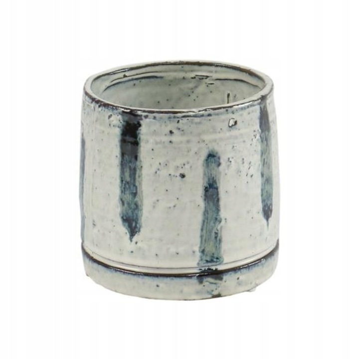 Kerámia virágcserép, Lauvring, fehér-kék, 13x13cm