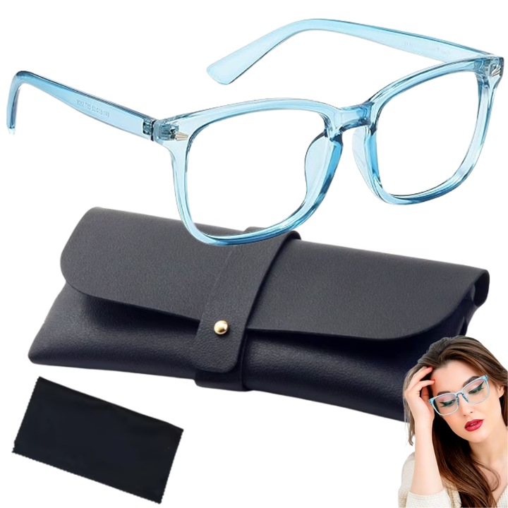 Ochelari Protectie Calculator SuperTrends® Anti Lumina Albastra Albastru Transparent, Ochelari Gaming Fara Dioptrii Unisex, Ochelari Protectie Laptop Telefon Monitor Tableta, Reduc Oboseala Oculara, Lentile Policarbonat