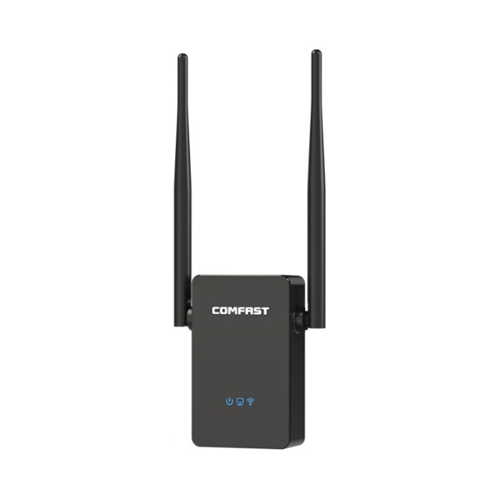 Wi-Fi усилвател 4, Comfast, WR-WR302S, 300Mbps, 2x 5dBi, 2,4GHz, LAN порт, черен