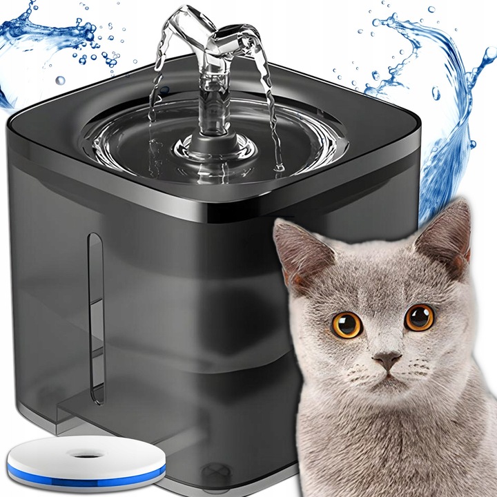 Fontana automata pentru caini si pisici, Renew Force, 2L, filtrare 3-strat, neagra, set complet