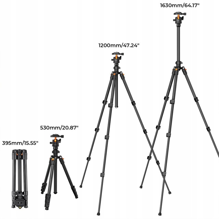 Renew Force fotóállvány, 160cm, alumínium, kompakt, fekete-narancs, komplett szett