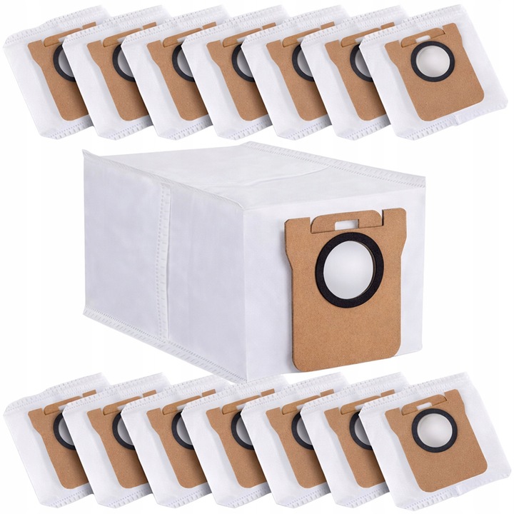 15 db-os zsák készlet automata porszívóhoz, Renew Force, kompatibilis Xiaomi X10+/X20+/Dreame L20 Ultra/L30 Ultra/L10s Ultra, fehér, 185x128x125mm