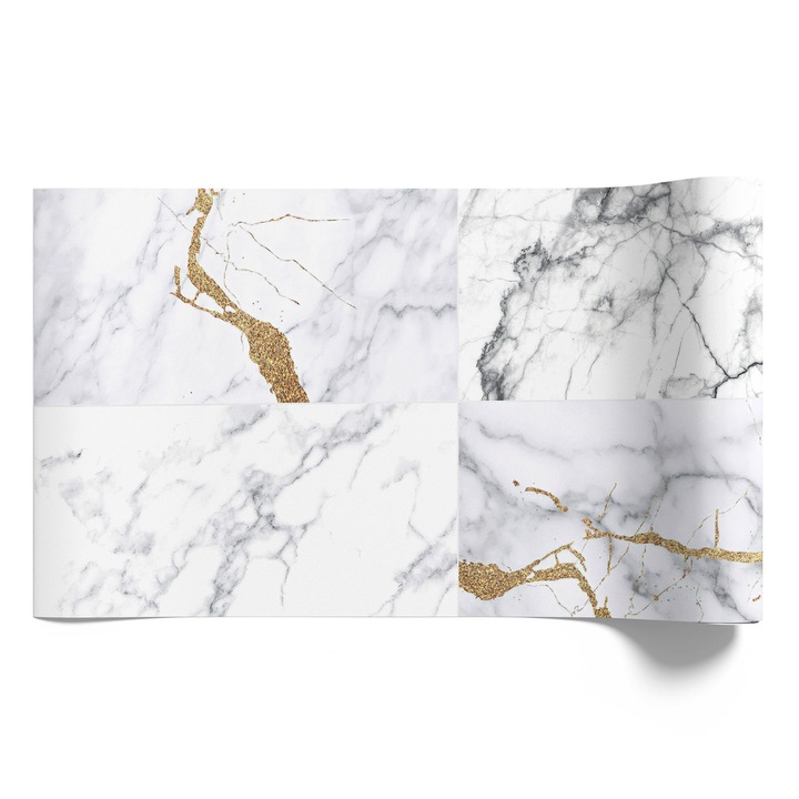 Bútor matrica, Coloray, Márvány minták, arany akcentusok, elegancia, luxus, Fehér, 50x100 cm, Vízálló, öntapadós, Matt kidolgozás, Kiváló nyomtatási Minőség, Könnyen tisztítható, Irodáb, dolgozószobába, Nappaliba és hálószobába, 010130570020000057057