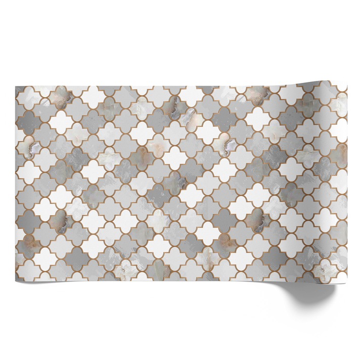 Öntapadós bútorfólia, Coloray, Geometriai minták, szürke és bézs márvány, Szürke, 50x100 cm, Matt kidolgozás, Konyhába és étkezőbe,, Egyszerű felhelyezés Gyerekszobába és előszobába, 010130570020000033475