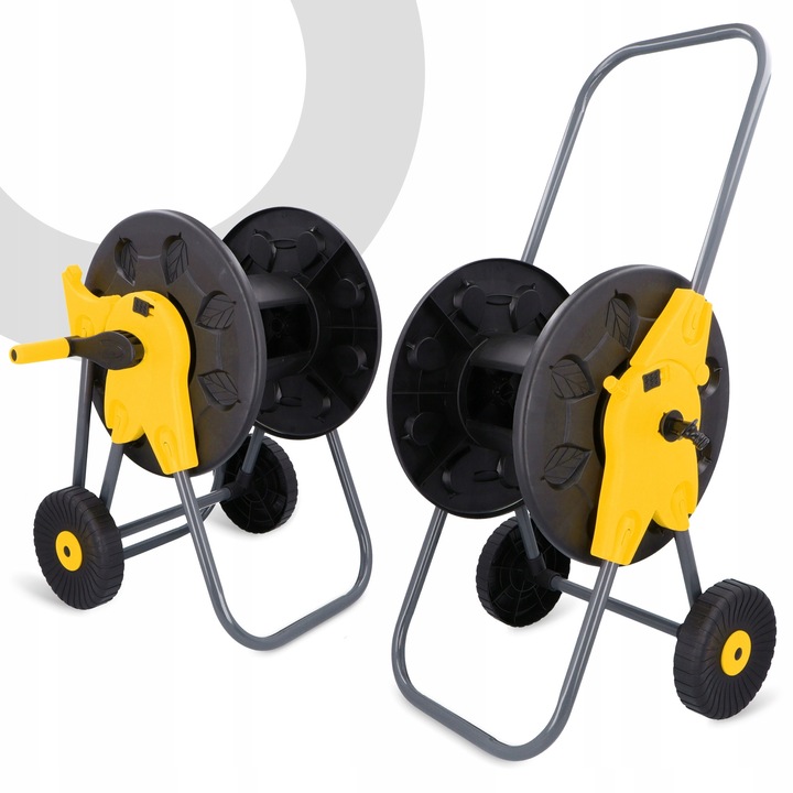 Количка за градински маркуч TRCR 60м 1/2", стабилна, черно-оранжева, размери 35x51,5x84,5см