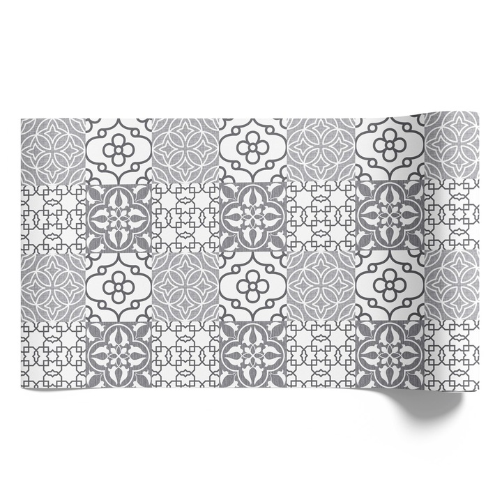 Bútorfólia öntapadós, Coloray, Elegáns geometriai minta, szürke szimmetria, Szürke, 50x100 cm, Kiváló nyomtatási minőség, Matt felület, Modern design, Nappaliba és hálószobába, 010130570020000074186